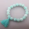 Strand Fashion Manatural Stone Bead Armband med Tassle Charm Armband Ladies Summer