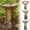 Garden Decorations Full-Size Fairy Birdbath With Miniature House In A Tree Stump Hand-Painted All-Weather Wood-Look Resin FQ-ing