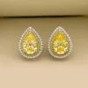 Dos Boucles D'oreilles 2023 S925 Sterling Blanc Bijoux Jaune Diamant Poire Forme 7 10 Fleur Coupe 5A Zircon Ventes Directes D'usine