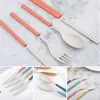 Dinnerware Sets Portable 4pcs Cutlery Set Folding Chopsticks Knife Fork Spoon Detachable Eco-Friendly Utensil Box Kitchen Supplies