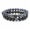 Sieraden bk natuursteen paar armbanden ingesteld voor dames heren agaat tijger eye charme etherische oliediffuser lava rock kralen bangle han dhsj4