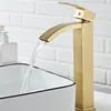Bathroom Sink Faucets Basin faucet brass Brushed Gold bathroom faucet single handle torneiras para pia de banheiro sink Wash faucet waterfall faucet 230311