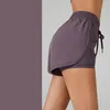LU-04 Women Yoga Shorts Ćwiczenie Krótkie spodnie podwójna warstwa fitness noszenie dziewcząt elastyczna żeńska odzież sportowa y88
