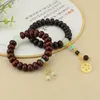 Strand 8mm Natural Wood Beads Bracelets Men Black Ethinc Lotus Root Pendant Bracelet Women Prayer Jewelry Yoga Homme