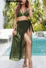 Women's Swimwear 2023 New Women 3 Pieces Swimsuit With Mesh Maxi Skirt High Waist Bikini Set Cover Up For Female Beach Bathing Suits Y230311