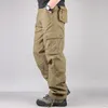 Men's Pants Men's Cargo Pants Mens Casual Multi Pockets Military Large size 44 Tactical Pants Men Outwear Army Straight slacks Long Trousers 230311