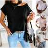 Dames T-shirts Meisjes T-shirt Off-shoulder Korte mouw Wit Effen Zwart Dames T-shirts Halter 2023 Zomer Mode Casual Tops Dames