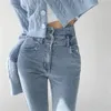 Women's Jeans Women Jeans Female Skinny Denim Pencil Pants Stretch Waist Slim Jean Trousers Multi-size Spring Autumn Solid Color 230311