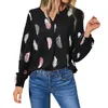 Blouses voor dames shirts klassieke 50 kleding voor vrouwen dames print kleur v nek lange mouw blouse chiffon casual mode 2x night shirt