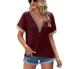 Women's Blouses Fashion Loose V Neck Chiffon Shirt Women Short Sleeve Solid Casual Summer Tops Office Lady Elegant Blouse 24707