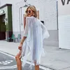 Women's Swimwear New Tassel Gold Bikini Beach Cover Up Sexy Dress Tunics for Women 2023 Summer Wear See Through Swimsuit Cover-ups Kaftan Y230311