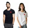 (Have Eye) Estate Uomo Donna T-shirt Ricamo Cuore Girocollo Manica corta Cotone Solido T-shirt Coppie Casual Pullover Shirt