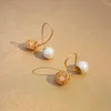 S3504 Fashion Jewelry Hollowed Ball Faux Pearl Dangle Earrings For Women Niche Design Crossed Tassel Earrings