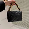 Fashion Thick Chain Underarm Bag Black Classic Handbag Large Capacity Diamond Lattice Gold Tone Metal Chain Womens Luxury Designer Outdoor Portable Coin Purse 20cm