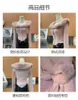 Women's Knits Tees Autumn winter fashion pink slim knitted tops for women faux rabbit fur collar full sleeves short knit cardigan sweater Y3349 230311