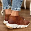 Kleding schoenen comemore veer dikke lederen lederen vaste kleur schoenen rond teen korte laarzen hoge top sneakers schoenen vrouw gevulkaniseerd 230311