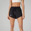 LL Womens Yoga Shorts tränar korta byxor Dubbelskikt Fitness Wear Girls Running Elastic Female Pants Sportwear YD183