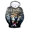 Bluzy męskie Leopard 3D z kapturem Zwierzęta HARAJUUKU Bluza Mężczyźni/kobiety Est Streetwear Men Plus Size