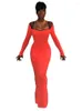 Ethnische Kleidung Afrikanische Kleider für Frauen Volle Hülse Quadrat Kragen Schlanke Roben Frühling Herbst Fashion Solid Sexy Lange Maxi Kleid 2023
