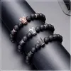 Strang Charme 12mm Krone Gepflastert Schwarz Kubikzircon Natürliche Raue 8mm Lava Perlen Armband Für Männer Junge täglichen Schmuck 2023 Großhandel