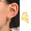 Boucles d'oreilles pendantes clou griffe pour femmes filles ami 4 broches couleur or oreille avec CZ coréen mode bijoux cadeaux en gros