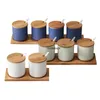 Storage Bottles & Jars Nordic Ceramic Seasoning Box Pot Set Household Kitchen Pepper Salt Sugar Bowl Bottle