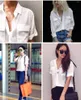 여자 블라우스 여성 셔츠 실크 짧은 소매 블라우스 사무실 레이디 캐주얼 여자 클로핑 하트 팜메 탑이 더블 포켓