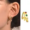 Boucles d'oreilles pendantes clou griffe pour femmes filles ami 4 broches couleur or oreille avec CZ coréen mode bijoux cadeaux en gros