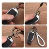 Chaves -chave de couro genuíno de couro genuíno corda automática de chaveiro unissex preto cor de fivela de fivela de fivela