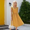 Casual Dresses Elegant Woman Summer Dress 2021 Fashion Ruffle ärmlös Slim Vintage Casual Office Ladies Midi Dresses Red Robe Femme Green G230311