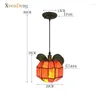 Pendant Lamps Tiffany Pumpkin Lights Vintage Stained Glass Led Hanging Lamp For Living Room Home Decor Bedroom Kitchen Light Fixtures