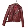 Giacca da donna in pelle ZCWXM PU con cerniera giacche da moto gialle corte rosa con cintura Capispalla classico da donna primaverile di base