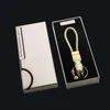 Keychains High Quality Boxed Diamonds Encrusted Car Luxury Creative Leopard Head Metal Key Ring Portable Leather Cord Chain