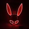 Maschere per feste Carnevale El Wire Bunny Mask Masquerade Led Rabbit Night Club Femmina per compleanno 220715 Drop Delivery Hom Dhu9S