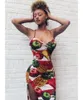 Casual Dresses Ladies Dress Summer Women's Fashion Personality Trend Suspenders Halter Sexy Fruit Print Split Ends Women