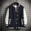 Herrjackor Fashion Spunautumn Unisex Patchwork Baseball Uniform Teenagers Preppy Style Rib Sleeve Short Men's and Women's Jacket 230310