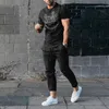 Saisiers de survêtement masculins Stripe Tracksuit Casual à manches longues Tshirt pantalon ensemble 2 pièces