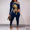 8 Styles Womens Two Piece Set Slim Casual Tops och Skinny Pants Set Female Sweatsuit Printed 2 Piece Tracksuit Size S-2XL