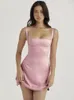 Casual Dresses 2023 Summer Women Dress Solid Color Sleeveless Low-Cut Sling A-Line One Party Sexy Elegant Female