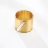 خاتم عريض عصري من الفولاذ المقاوم للصدأ للنساء خاتم بأصابع هندسية للحفلات مجوهرات أنيقة بطبقات