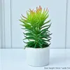 Flores decorativas adoráveis ​​plantas artificiais com simulação de maconha Suculentas Mini Bonsai em vaso de bunção verde Decoração de jardim de mesa falsa verde