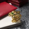 Panthere ring BIG for woman designer for man diamond Emerald yellow metal Gold plated 18K T0P official reproductions fashion luxury anniversary gift 026