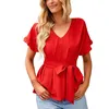 Women's Blouses Long Sleeve Tops For Women Sexy Casual Solid Color V Neck High End Thin Top Waist Slim Women'S