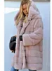 Cappotto da donna in pelliccia sintetica invernale oversize caldo streetwear manica lunga con cappuccio soprabito capispalla femminile abiti taglie forti