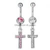 Navelklockknapp ringer D0383 Cross Belly Ring Mix Colors Drop Leverans smycken Body Dhgarden Dhwer