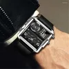 Orologi da polso LIGE Orologio da uomo di lusso alla moda quadrato doppio display al quarzo digitale per uomo cronografo sportivo orologio da polso luminoso impermeabile