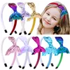 16064 Baby Girl Cartoon Fermaglio per capelli Paillettes Sirena Hairhoop Bambini Fascia per capelli Fascia per capelli Principessa Bambino Performance di danza Accessorio per capelli