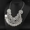 Chains Women Vintage Coin Necklace Long Leaves Tassel Lady Multilayer Classic Jewelry