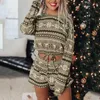 Feminino feminino feminino feminino 2023 outono e inverno impressos de manga longa lazer de Natal Home Sweater Sweater