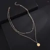 Tour de cou japon et corée du sud tendance métal sauvage Simple géométrique rétro or pièce forme collier Style de rue bijoux pour femmes